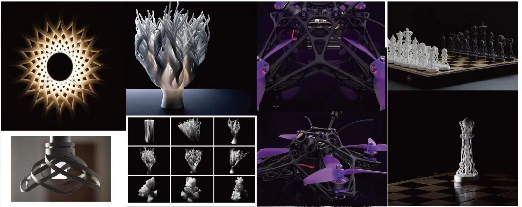 Examples of digitally designed structures and biomimetic applications