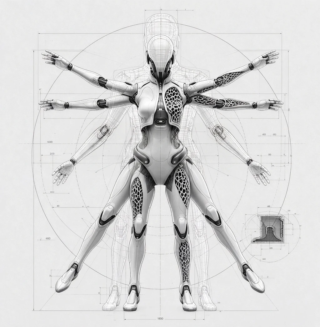 Diagram of a humanoid body and its muscle structures